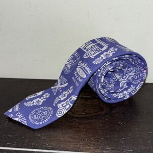 Original Penguin | Mens Tie | Surf California Long Board Beach | Blue Thin Tie